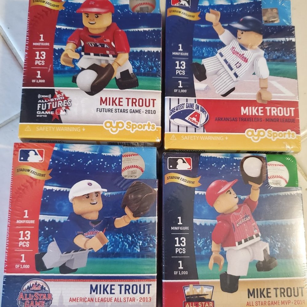 MIKE TROUT ANAHEIM ANGELS OYO LOT MLB BRAND NEW MINIFIGURE SET 4 RARE HTF x4 Set